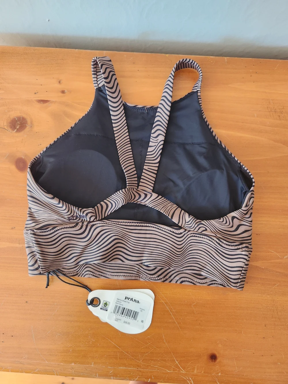 NWT Prana XS Marine Black Weave Street Top Sports Bra